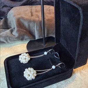Gorgeous Bunched Pearl Drop Earrings in 925 Sterling Silver 2.5”